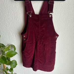 Burgundy Corduroy Overall Dress